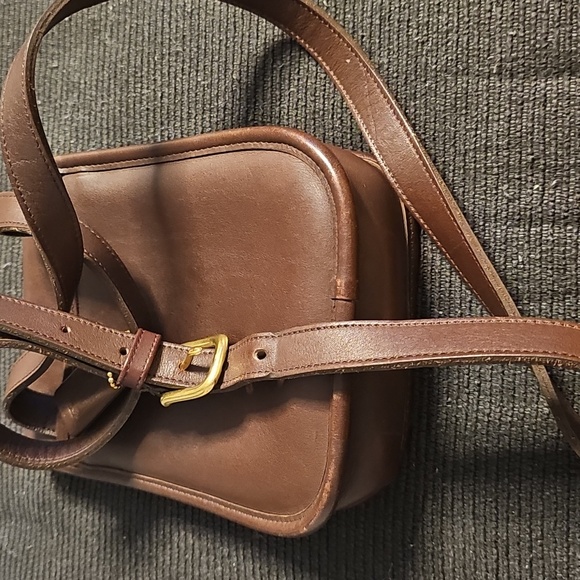 Brown Leather Crossbody Bag with Gold Accent - Picture 2 of 4